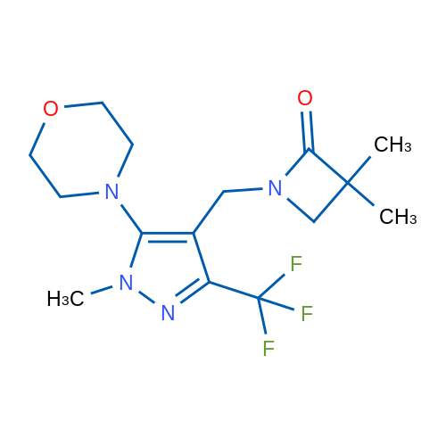 3,3-Dimethyl-1-{[1-methyl-5-(morpholin-4-yl)-3-(trifluoromethyl)-1H-pyrazol-4-yl]methyl}azetidin-2-one 1g