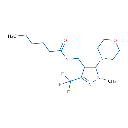 N-{[1-methyl-5-(morpholin-4-yl)-3-(trifluoromethyl)-1H-pyrazol-4-yl]methyl}hexanamide 1g
