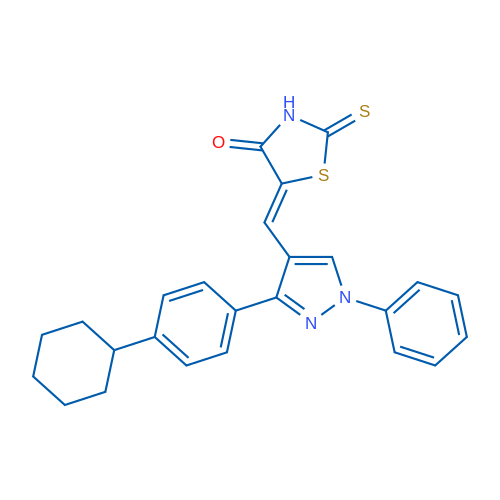 (5Z)-5-{[3-(4-cyclohexylphenyl)-1-phenyl-1H-pyrazol-4-yl]methylidene}-2-sulfanylidene-1,3-thiazolidin-4-one 1g