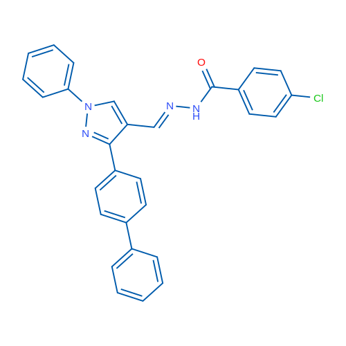 N'-[(1E)-(3-{[1,1'-biphenyl]-4-yl}-1-phenyl-1H-pyrazol-4-yl)methylidene]-4-chlorobenzohydrazide 1g