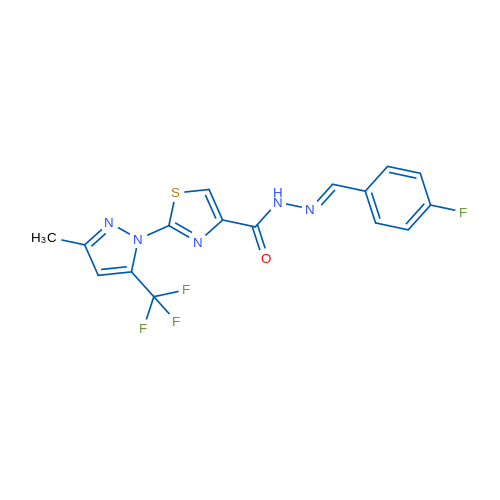 N'-[(1E)-(4-Fluorophenyl)methylidene]-2-[3-methyl-5-(trifluoromethyl)-1H-pyrazol-1-yl]-1,3-thiazole-4-carbohydrazide 1g