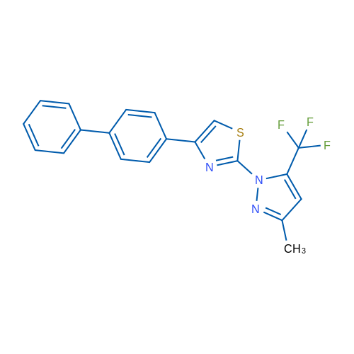 4-{[1,1'-biphenyl]-4-yl}-2-[3-methyl-5-(trifluoromethyl)-1H-pyrazol-1-yl]-1,3-thiazole 1g