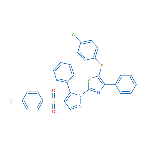 2-[4-(4-Chlorobenzenesulfonyl)-5-phenyl-1H-pyrazol-1-yl]-5-[(4-chlorophenyl)sulfanyl]-4-phenyl-1,3-thiazole 1g