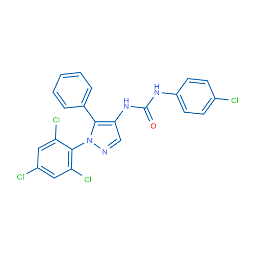 1-(4-Chlorophenyl)-3-[5-phenyl-1-(2,4,6-trichlorophenyl)-1H-pyrazol-4-yl]urea 1g