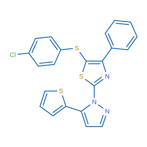 5-[(4-Chlorophenyl)sulfanyl]-4-phenyl-2-[5-(thiophen-2-yl)-1H-pyrazol-1-yl]-1,3-thiazole 1g