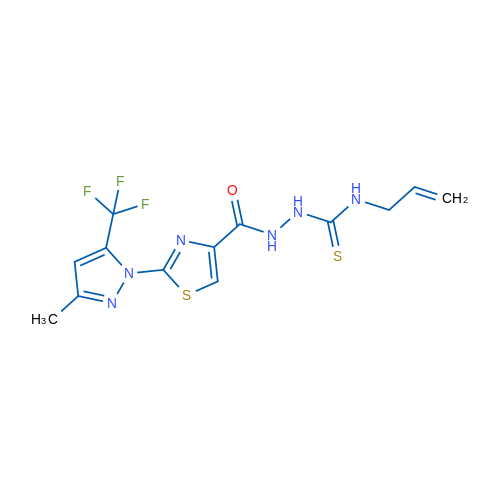 2-[3-Methyl-5-(trifluoromethyl)-1H-pyrazol-1-yl]-N-{[(prop-2-en-1-yl)carbamothioyl]amino}-1,3-thiazole-4-carboxamide 1g