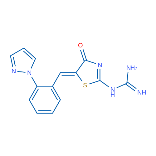 N-[(5Z)-4-Oxo-5-{[2-(1H-pyrazol-1-yl)phenyl]methylidene}-4,5-dihydro-1,3-thiazol-2-yl]guanidine 1g
