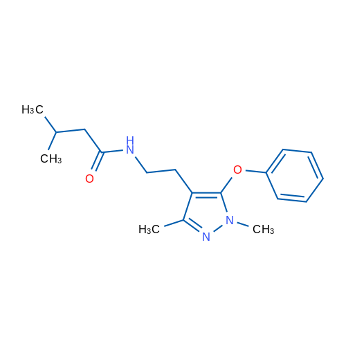 N-[2-(1,3-Dimethyl-5-phenoxy-1H-pyrazol-4-yl)ethyl]-3-methylbutanamide 1g
