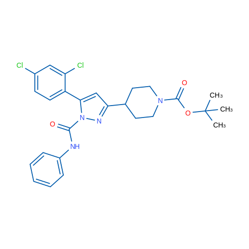 tert-Butyl 4-[5-(2,4-dichlorophenyl)-1-(phenylcarbamoyl)-1H-pyrazol-3-yl]piperidine-1-carboxylate 1g