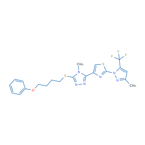 4-Methyl-3-{2-[3-methyl-5-(trifluoromethyl)-1H-pyrazol-1-yl]-1,3-thiazol-4-yl}-5-[(4-phenoxybutyl)sulfanyl]-4H-1,2,4-triazole 1g
