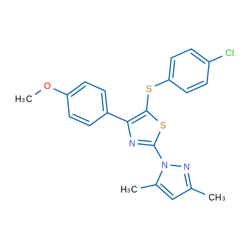 5-[(4-Chlorophenyl)sulfanyl]-2-(3,5-dimethyl-1H-pyrazol-1-yl)-4-(4-methoxyphenyl)-1,3-thiazole 1g