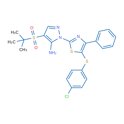 1-{5-[(4-chlorophenyl)sulfanyl]-4-phenyl-1,3-thiazol-2-yl}-4-(2-methylpropane-2-sulfonyl)-1H-pyrazol-5-amine 1g