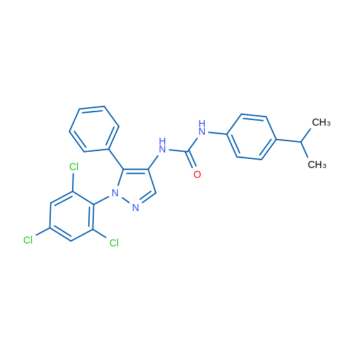 3-[5-Phenyl-1-(2,4,6-trichlorophenyl)-1H-pyrazol-4-yl]-1-[4-(propan-2-yl)phenyl]urea 1g
