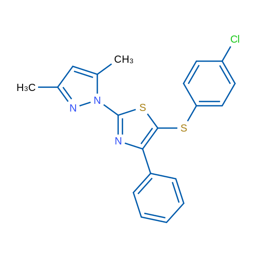5-[(4-Chlorophenyl)sulfanyl]-2-(3,5-dimethyl-1H-pyrazol-1-yl)-4-phenyl-1,3-thiazole 1g
