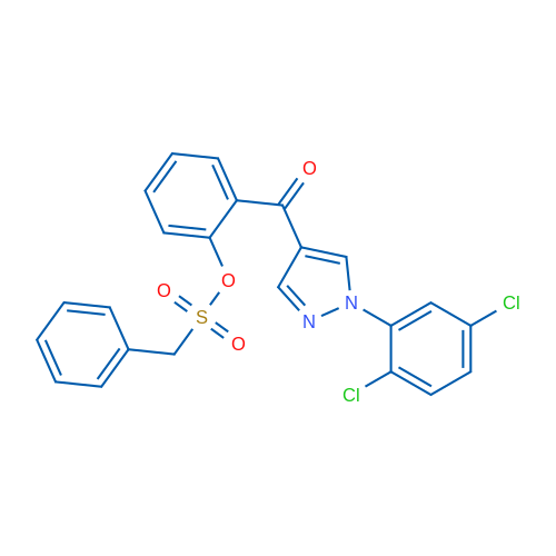 2-[1-(2,5-Dichlorophenyl)-1H-pyrazole-4-carbonyl]phenyl phenylmethanesulfonate 1g