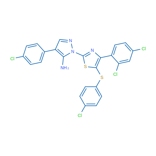 4-(4-Chlorophenyl)-1-{5-[(4-chlorophenyl)sulfanyl]-4-(2,4-dichlorophenyl)-1,3-thiazol-2-yl}-1H-pyrazol-5-amine 1g
