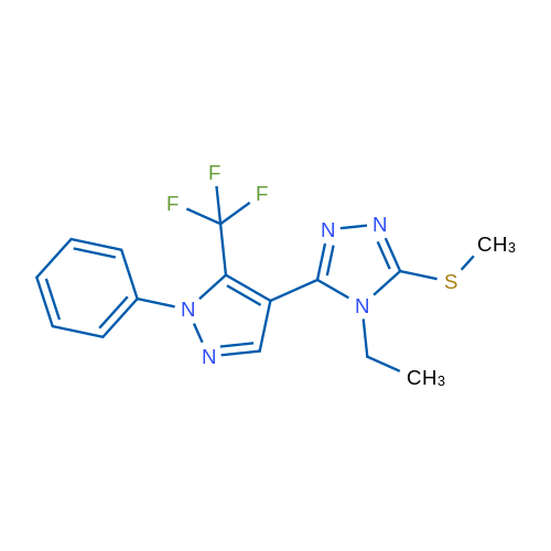 4-Ethyl-3-(methylsulfanyl)-5-[1-phenyl-5-(trifluoromethyl)-1H-pyrazol-4-yl]-4H-1,2,4-triazole 1g
