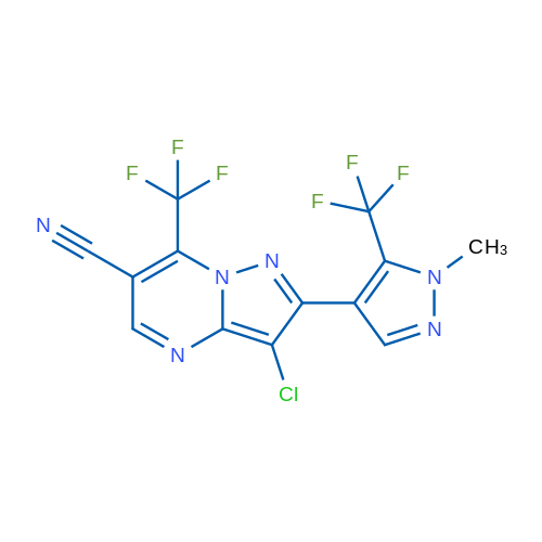 3-Chloro-2-[1-methyl-5-(trifluoromethyl)-1H-pyrazol-4-yl]-7-(trifluoromethyl)pyrazolo[1,5-a]pyrimidine-6-carbonitrile 1g