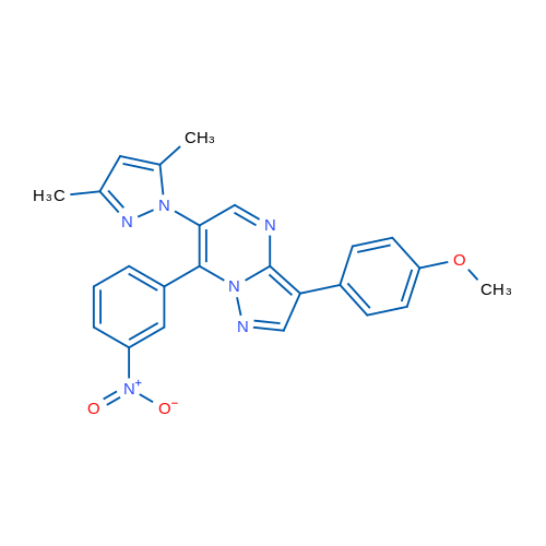 1-[3-(4-Methoxyphenyl)-7-(3-nitrophenyl)pyrazolo[1,5-a]pyrimidin-6-yl]-3,5-dimethyl-1H-pyrazole 1g