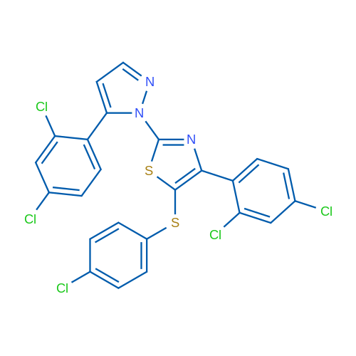 5-[(4-Chlorophenyl)sulfanyl]-4-(2,4-dichlorophenyl)-2-[5-(2,4-dichlorophenyl)-1H-pyrazol-1-yl]-1,3-thiazole 1g