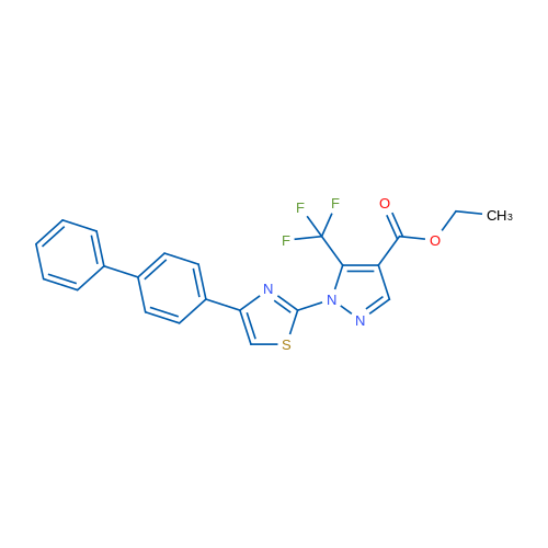 Ethyl 1-(4-{[1,1'-biphenyl]-4-yl}-1,3-thiazol-2-yl)-5-(trifluoromethyl)-1H-pyrazole-4-carboxylate 1g