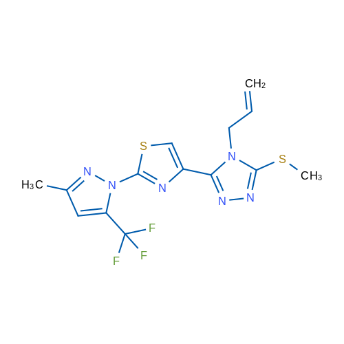 3-{2-[3-methyl-5-(trifluoromethyl)-1H-pyrazol-1-yl]-1,3-thiazol-4-yl}-5-(methylsulfanyl)-4-(prop-2-en-1-yl)-4H-1,2,4-triazole 1g