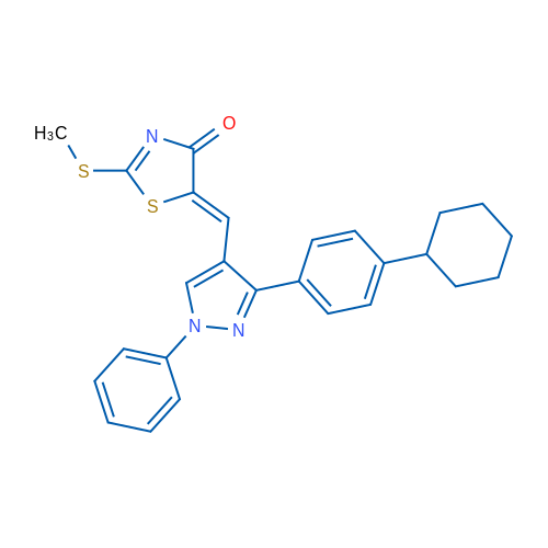 (5Z)-5-{[3-(4-cyclohexylphenyl)-1-phenyl-1H-pyrazol-4-yl]methylidene}-2-(methylsulfanyl)-4,5-dihydro-1,3-thiazol-4-one 1g
