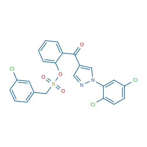 2-[1-(2,5-Dichlorophenyl)-1H-pyrazole-4-carbonyl]phenyl (3-chlorophenyl)methanesulfonate 1g
