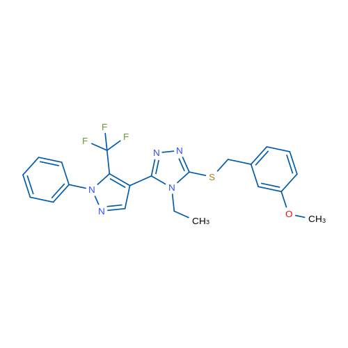 4-Ethyl-3-{[(3-methoxyphenyl)methyl]sulfanyl}-5-[1-phenyl-5-(trifluoromethyl)-1H-pyrazol-4-yl]-4H-1,2,4-triazole 1g