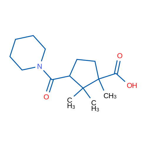 1,2,2-Trimethyl-3-(piperidine-1-carbonyl)cyclopentanecarboxylic acid 1g