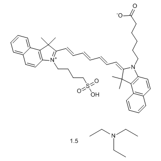 2-((1E,3E,5E,7E)-7-(3-(5-Carboxypentyl)-1,1-dimethyl-1,3-dihydro-2H-benzo[e]indol-2-ylidene)hepta-1,3,5-trien-1-yl)-1,1-dimethyl-3-(4-sulfobutyl)-1H-benzo[e]indol-3-ium (triethylammonium)
