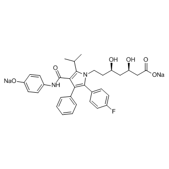 1H-Pyrrole-1-heptanoic acid, 2-(4-fluorophenyl)-β,δ-dihydroxy-4-[[(4-hydroxyphenyl)amino]carbonyl]-5-(1-methylethyl)-3-phenyl-, sodium salt (1:2), (βR,δR)-