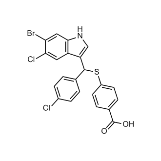 4-(((6-Bromo-5-chloro-1H-indol-3-yl)(4-chlorophenyl)methyl)thio)benzoic acid