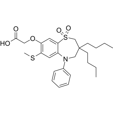 2-((3,3-Dibutyl-7-(methylthio)-1,1-dioxido-5-phenyl-2,3,4,5-tetrahydrobenzo[b][1,4]thiazepin-8-yl)oxy)acetic acid