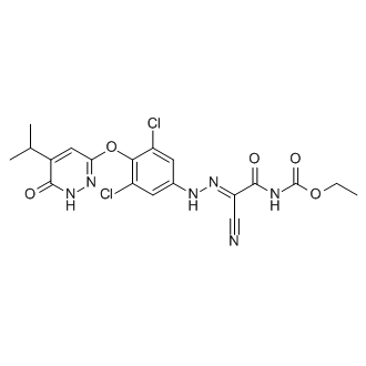 Ethyl N-[2-cyano-2-[2-[3,5-dichloro-4-[[1,6-dihydro-5-(1-methylethyl)-6-oxo-3-pyridazinyl]oxy]phenyl]hydrazinylidene]acetyl]carbamate