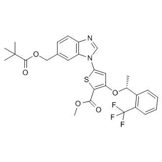 (R)-methyl 5-(6-(pivaloyloxymethyl)-1H-benzo[d]imidazol-1-yl)-3-(1-(2-(trifluoromethyl)phenyl)ethoxy)thiophene-2-carboxylate