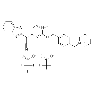 4-(4-((4-(Benzo[d]thiazol-2-yl(cyano)methyl)pyrimidin-1-ium-2-yloxy)methyl)benzyl)morpholin-4-ium (2,2,2-trifluoroacetate)