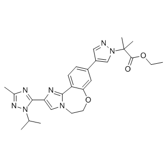 Ethyl 2-(4-(2-(1-isopropyl-3-methyl-1H-1,2,4-triazol-5-yl)-5,6-dihydrobenzo[f]imidazo[1,2-d][1,4]oxazepin-9-yl)-1H-pyrazol-1-yl)-2-methylpropanoate