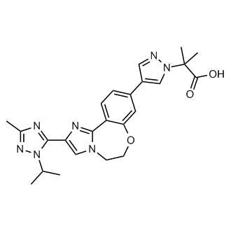 2-(4-(2-(1-Isopropyl-3-methyl-1H-1,2,4-triazol-5-yl)-5,6-dihydrobenzo[f]imidazo[1,2-d][1,4]oxazepin-9-yl)-1H-pyrazol-1-yl)-2-methylpropanoic acid