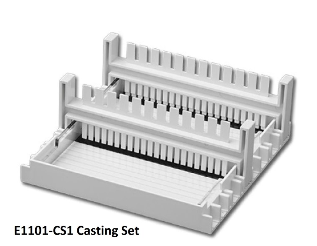 Gel Casting set for 10.5x6cm gels, includes stand, 2 trays, and 2 combs(22/12 teeth)