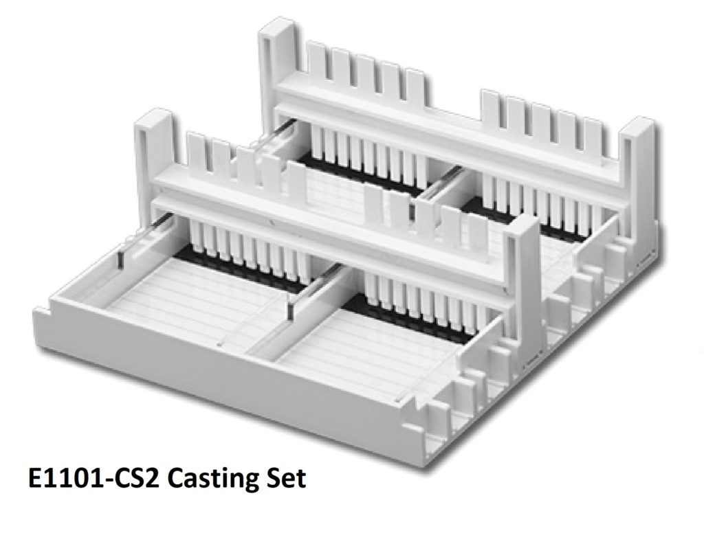 Gel Casting Stand for 5x6cm gels, includes 4 trays, and 2 combs (18/10 teeth)