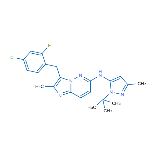 N-(1-(tert-Butyl)-3-methyl-1H-pyrazol-5-yl)-3-(4-chloro-2-fluorobenzyl)-2-methylimidazo[1,2-b]pyridazin-6-amine 1g