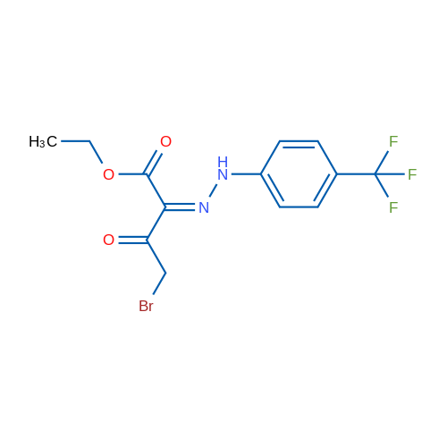 ethyl (2Z)-4-bromo-3-oxo-2-{2-[4-(trifluoromethyl)phenyl]hydrazin-1-ylidene}butanoate 1g