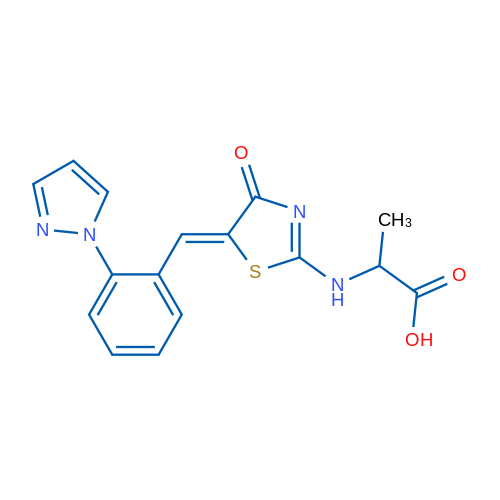 2-{[(5Z)-4-oxo-5-{[2-(1H-pyrazol-1-yl)phenyl]methylidene}-4,5-dihydro-1,3-thiazol-2-yl]amino}propanoic acid 1g
