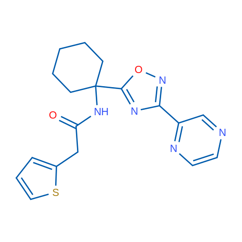 N-{1-[3-(pyrazin-2-yl)-1,2,4-oxadiazol-5-yl]cyclohexyl}-2-(thiophen-2-yl)acetamide 1g