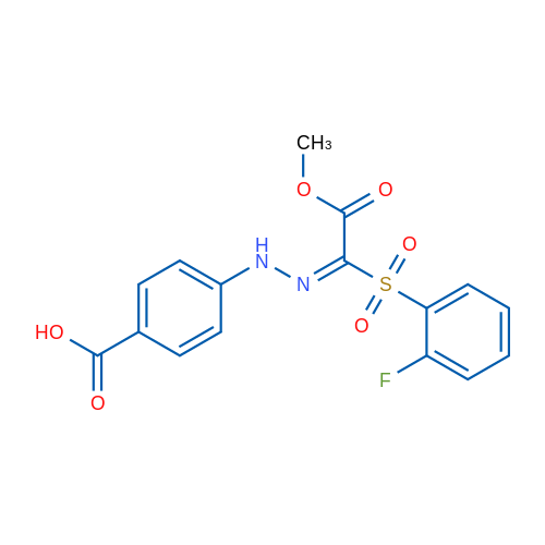 4-[(E)-2-[1-(2-Fluorobenzenesulfonyl)-2-methoxy-2-oxoethylidene]hydrazin-1-yl]benzoic acid 1g