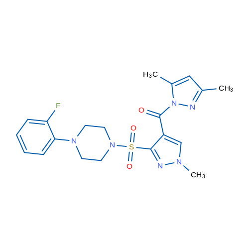1-{[4-(3,5-dimethyl-1H-pyrazole-1-carbonyl)-1-methyl-1H-pyrazol-3-yl]sulfonyl}-4-(2-fluorophenyl)piperazine 1g