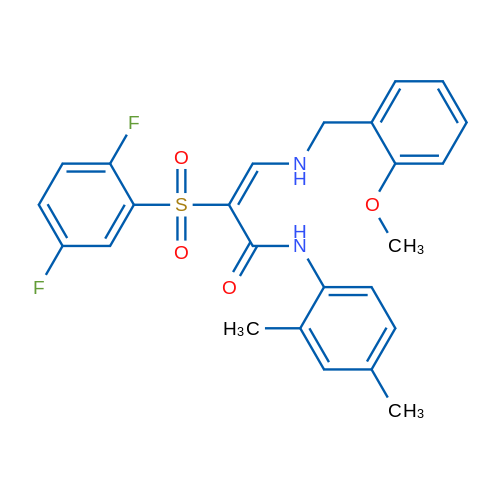 (2E)-2-(2,5-Difluorobenzenesulfonyl)-N-(2,4-dimethylphenyl)-3-{[(2-methoxyphenyl)methyl]amino}prop-2-enamide 1g