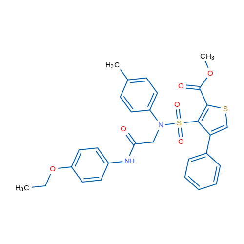 Methyl 3-({[(4-ethoxyphenyl)carbamoyl]methyl}(4-methylphenyl)sulfamoyl)-4-phenylthiophene-2-carboxylate 1g