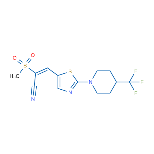 (2E)-2-Methanesulfonyl-3-{2-[4-(trifluoromethyl)piperidin-1-yl]-1,3-thiazol-5-yl}prop-2-enenitrile 1g
